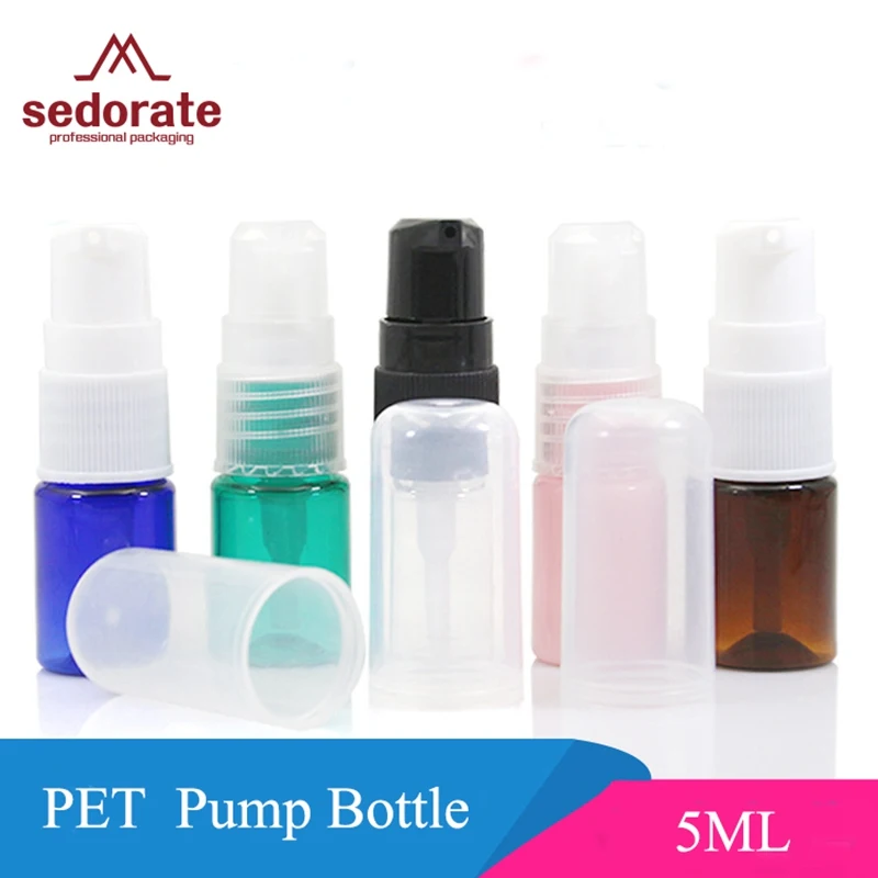 Sedorate 20 pcs/Lot Empty Plastic Bottle For Cosmetic Mini Vials 5ML Pump PET Makeup Cream Lotion Containers JX066 - - Цена: 9.75