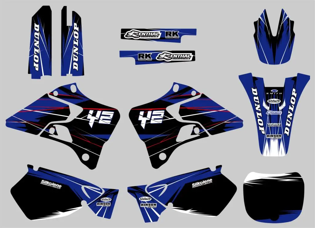 Команда Графика Фоны наклейки комплект для Yamaha YZ125 YZ250 YZ 125 250 1996- 1997 1998 1999 2010 2011 2012 2013