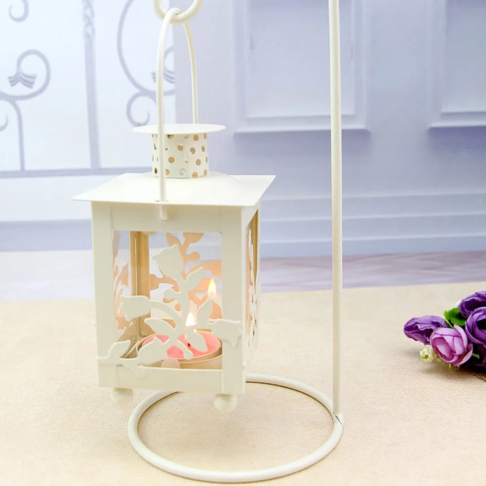 B Горячая полый Держатель Подсвечники Tealight подвесной фонарь винтажный Ретро-фонарь кованый#30 - Цвет: B