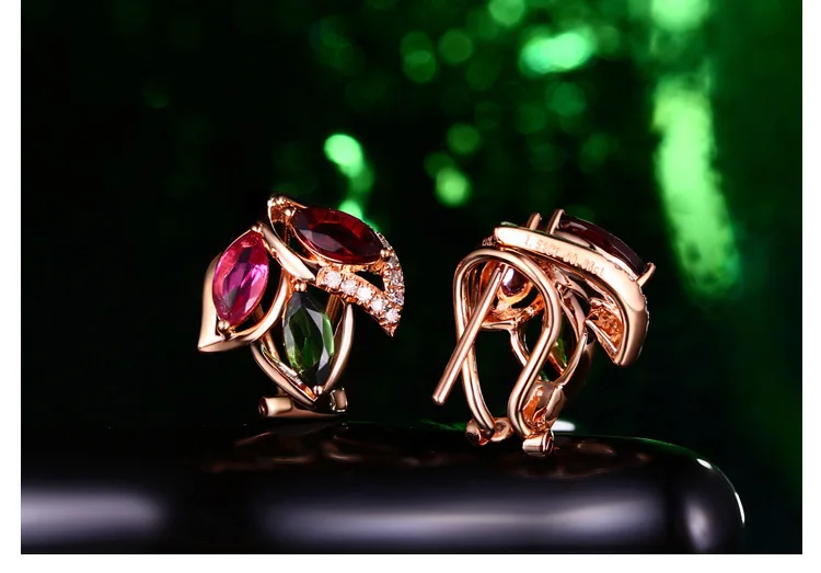 Серебро S925 корейские серьги-гвоздики Rubie 18 карат розовое золото Серьги Серебряные украшения