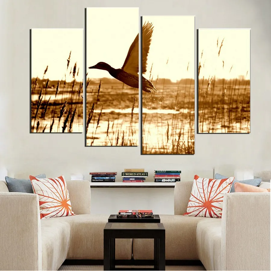 Настенная Картина на холсте с изображением коричневой утки мухи реке картины