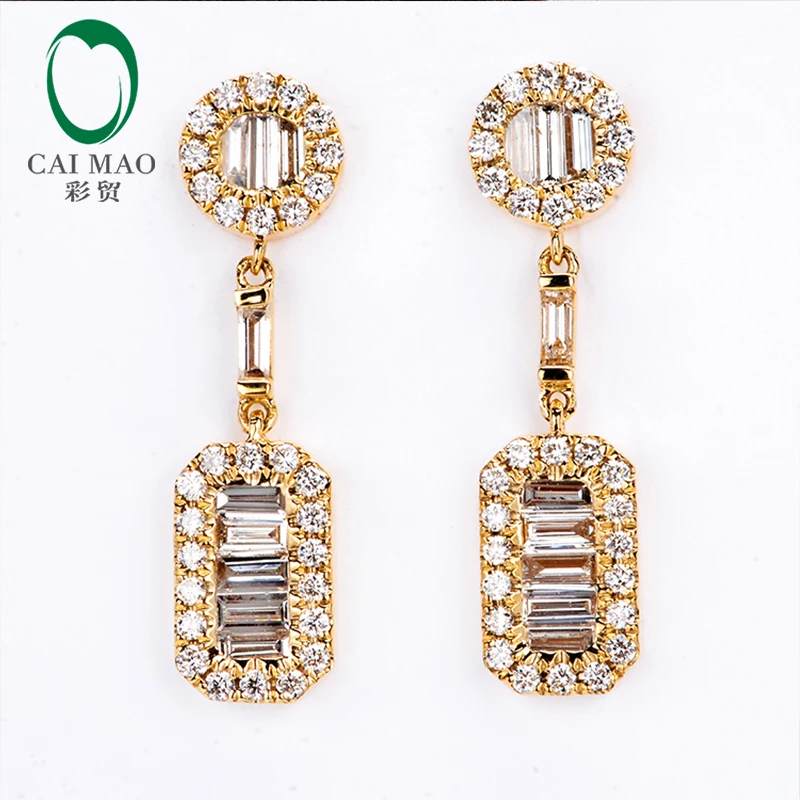 Ювелирные изделия Caimao 14 к желтое золото 1.15ct натуральные бриллианты серьги