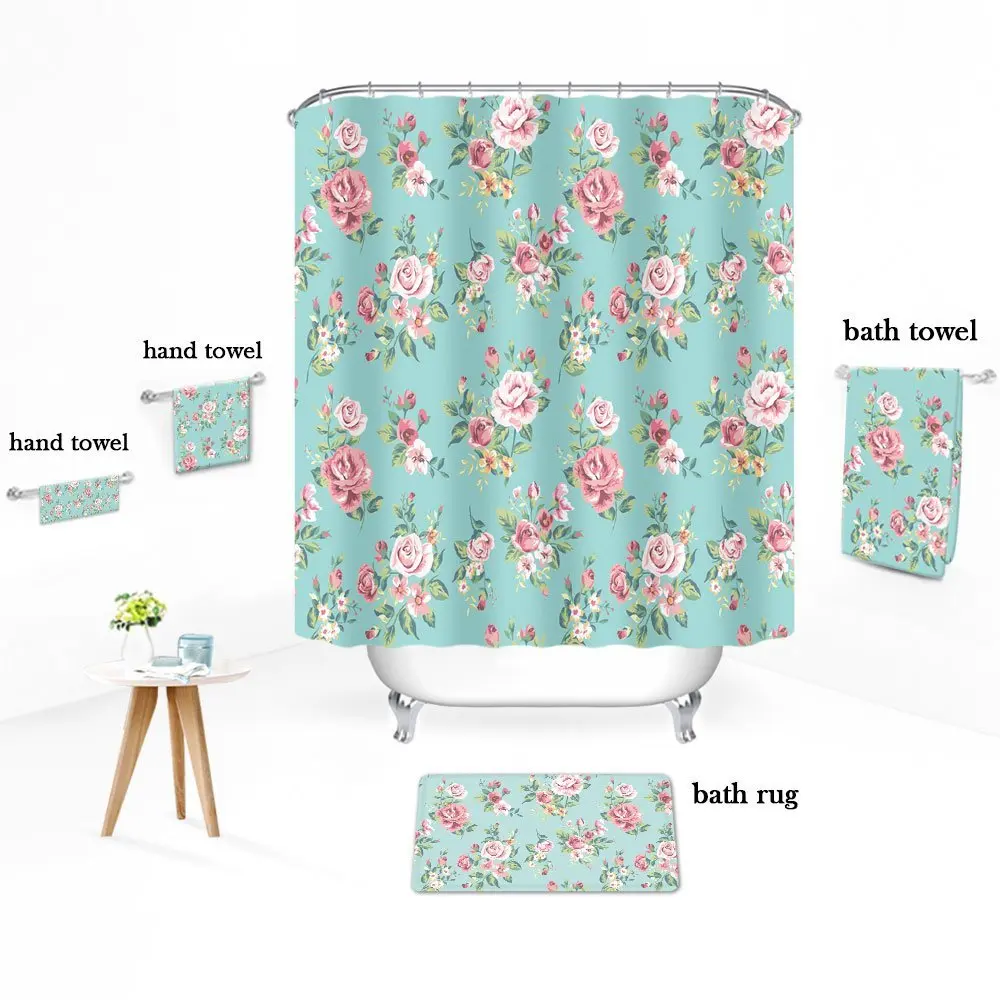 Коврик для душа CHARMHOME из микрофибры с розовыми розами нескользящий мягкий
