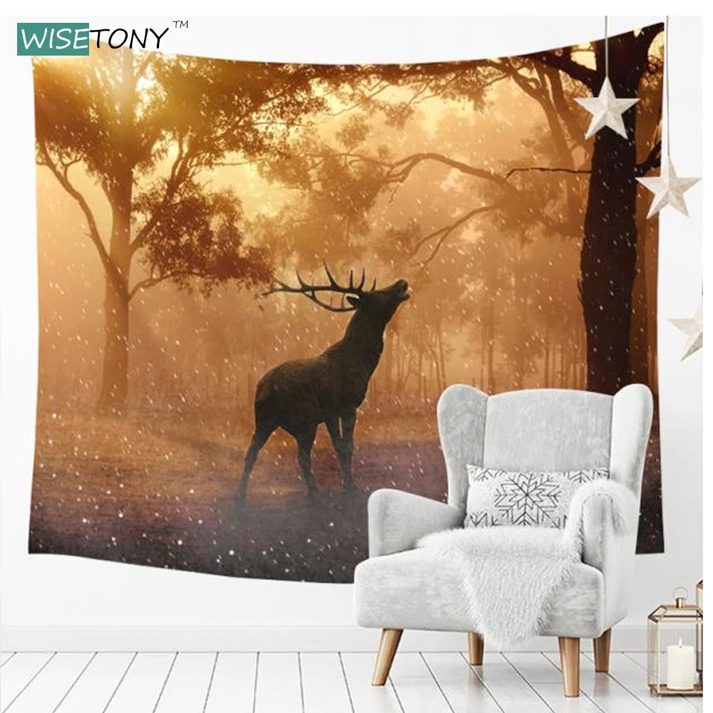 WISETONY олень гобелен пляжные Полотенца Arazzo индийской Home Decor тентуре панно Мандала