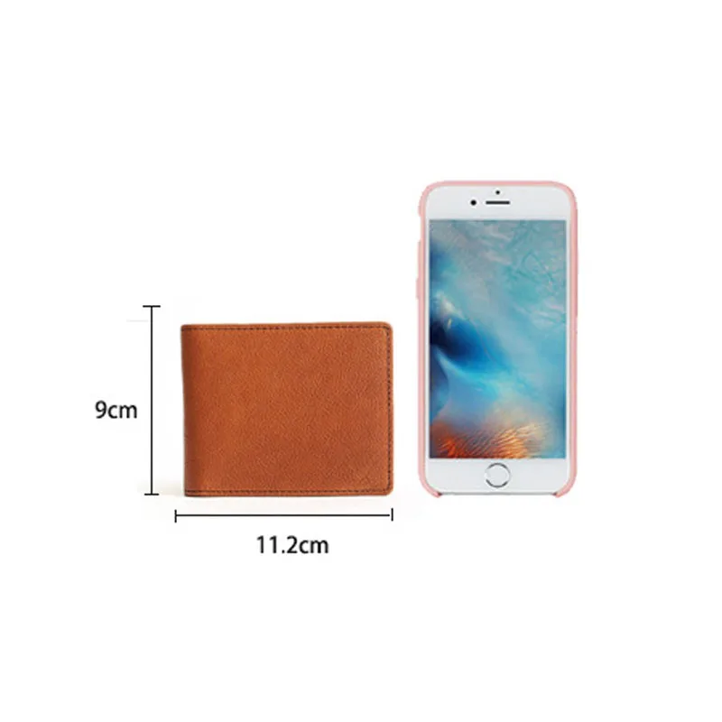 

Original Men's Retro Nature Skin Leather Short Wallet Thin Casual Cow Leather Bi-fold Purses For Woman Man Leather Card Wallets