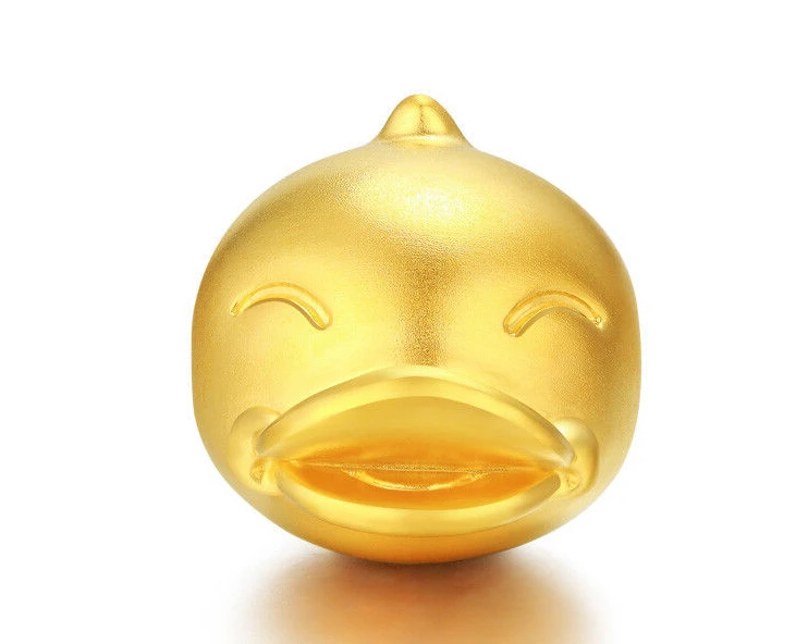 

Pure 24k Yellow Gold Pendant / 3D Lucky Cute Happy Duck Pendant /1-2g