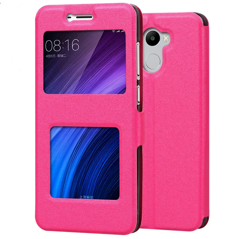 Xiaomi redmi 4 pro Простые case Smart View Окна PU Кожа Case Для Стенд Раскладной Телефон Обложка Free