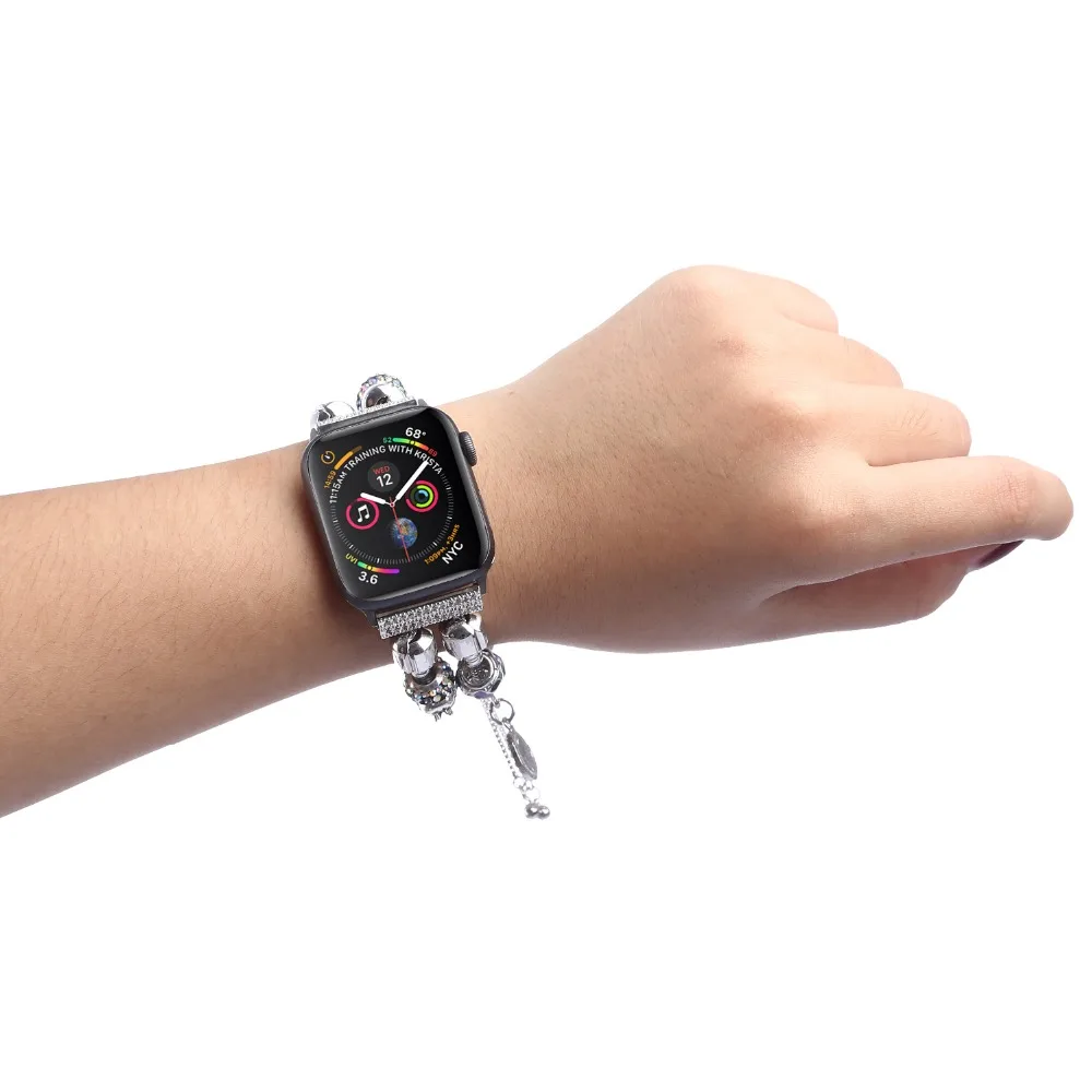Брендовый ремешок ручной работы для apple watch, серия 1, 2, 3, 4, браслет с драгоценным камнем из агата для iWatch 38 мм, 42 мм, 40 мм, 44 мм, серия 5