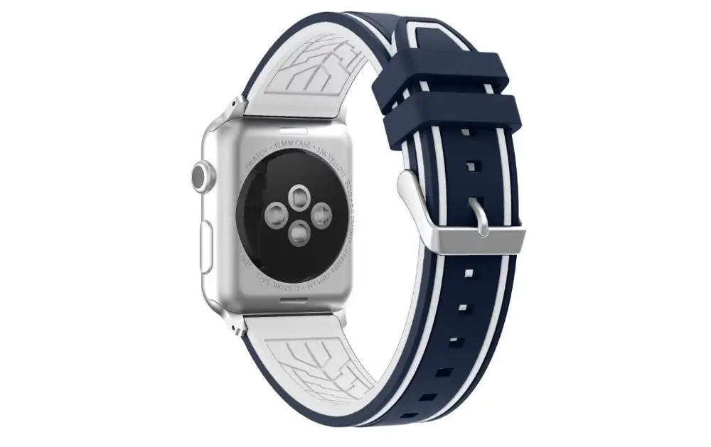 Двойной силиконовый ремешок для часов Apple Watch спортивный 3/2/1 42 мм и 38 Сменный