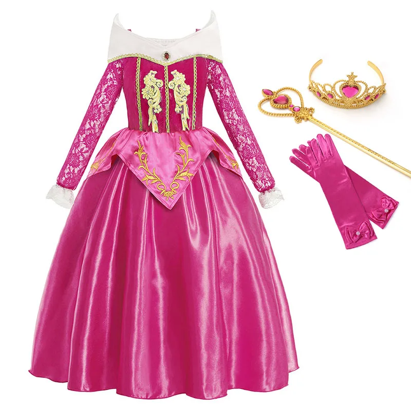 Rose Dress Set 01 YOFEEL Aurora Dress Up Costumes for Girl Pink Sleeping Beauty Princess Costume Kids Christmas Party Birthday Fancy Dress - Цвет: Rose Dress Set 01