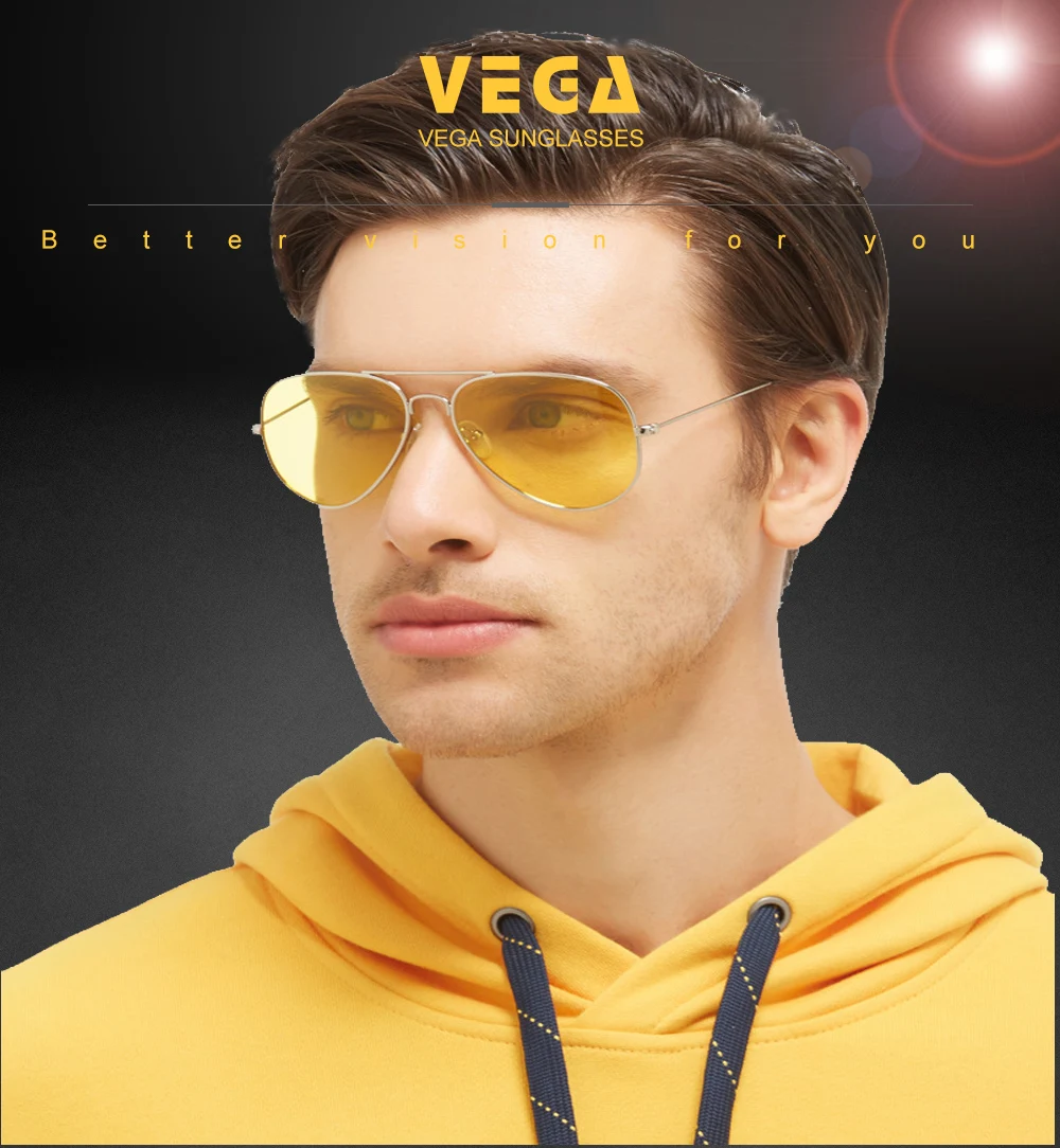 VEGA Очки Пилот ночного видения очки Мужчины Женщины авиация вождения солнцезащитные очки в ночное видение HD очки для водителя 015
