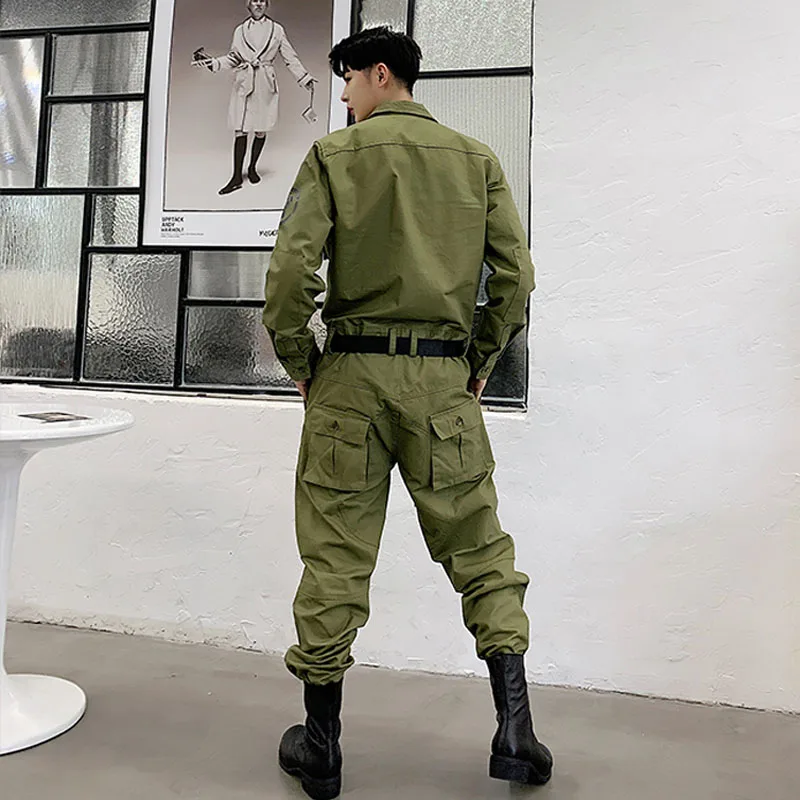 

Jumpsuit Harem Trousers Men High Street Hip Hop Casual Long Sleeve Jumpsuit Cargo Pant Male Streetwear Overalls Couple Clothes