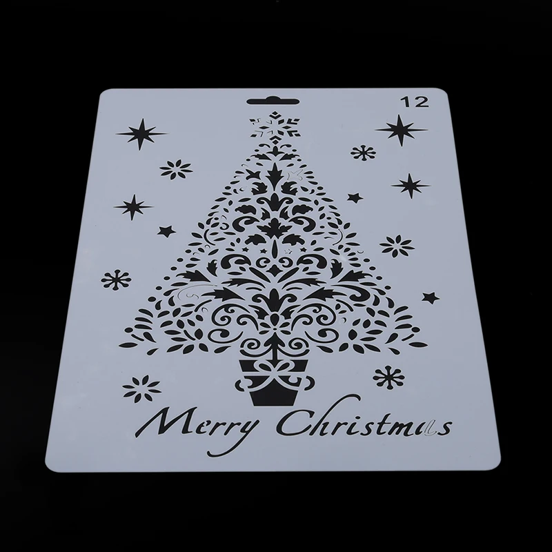 1pcs Christmas Painting Openwork Template Diy Diary Stationery Journal Photo Album Lace Ruler | Дом и сад