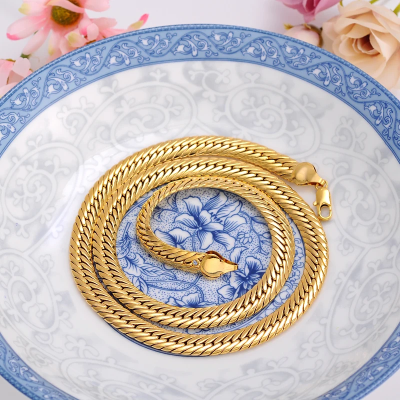 Bangrui 24kgold Фигаро Цепочки и ожерелья браслет оптовая продажа 10 мм Коренастый