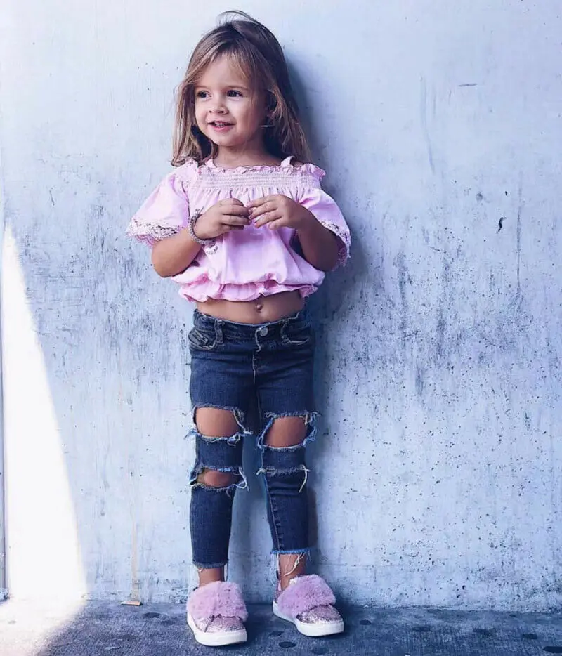 IMCUTE/Детская летняя модная одежда комплект из 2 предметов розовая футболка с