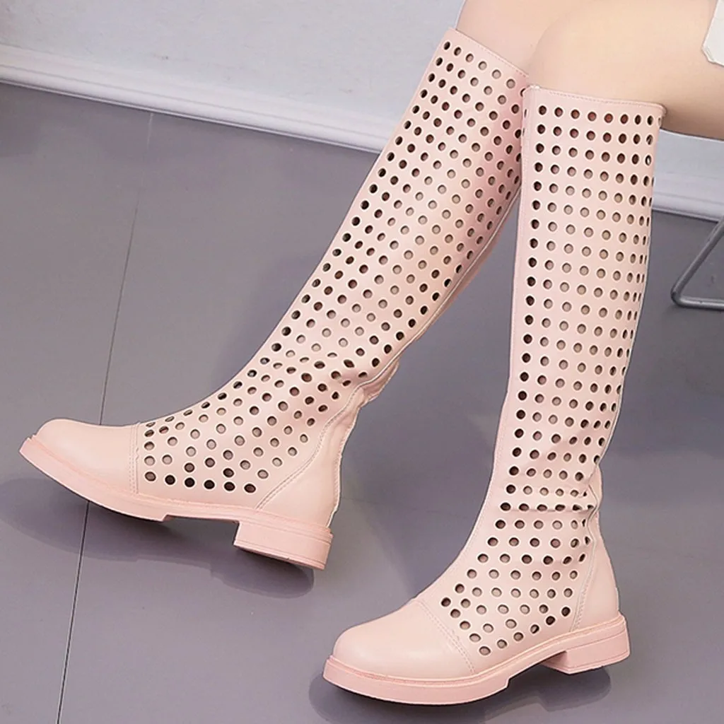 Женские открытые сапоги до колена сандалии Женская Повседневная дышащая обувь