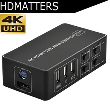 4 порта HDMI KVM коммутатор 4 к USB HDMI KVM коммутатор 4 в 1 выход горячий ключ 4 к X 2 к/30 Гц win10/8/mac os. ПК ноутбук