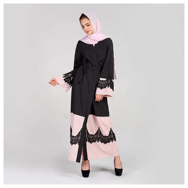 EAS-Women's New Elegant Abaya Turkish Caftan Dress Female Muslim Lace Stitching Arabia Ladies Temperament Gown | Тематическая
