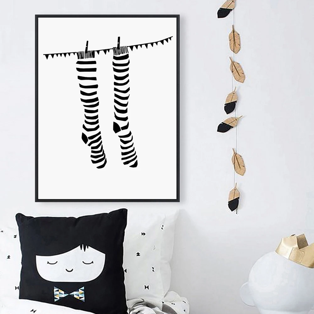 Современные минималистичные художественные абстрактные носки черные и белые