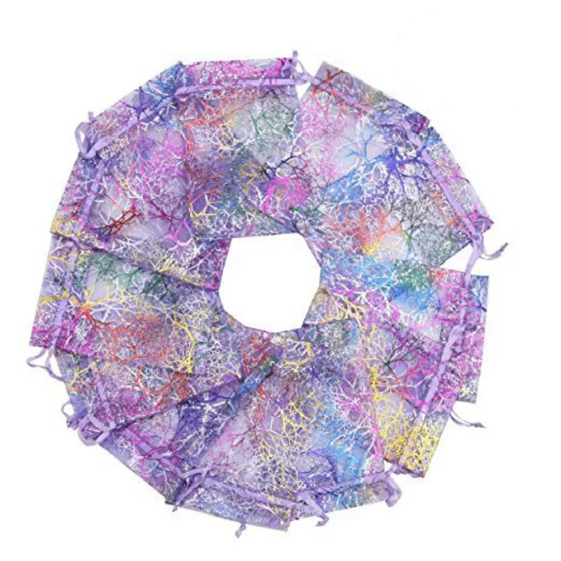 

100pcs 9x12cm(3.5x4.7in) Small Chiffon Organza Ziplock Bag White/Purple/Blue Packaging Storage Bags Favor Pouch Package