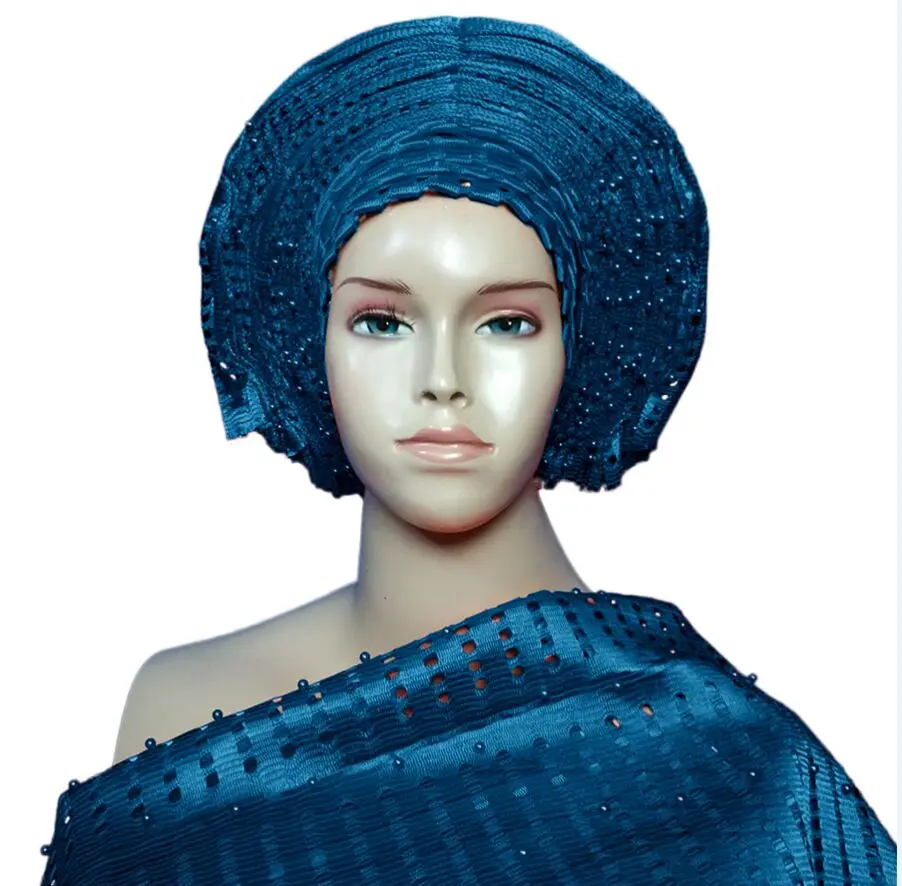 turquoise Африканский уже сделаны ткань ашо Оке(aso OKE) дизайн шляпы без полей для женщин под традиционное платье aso ebi, DHL - Цвет: turquoise