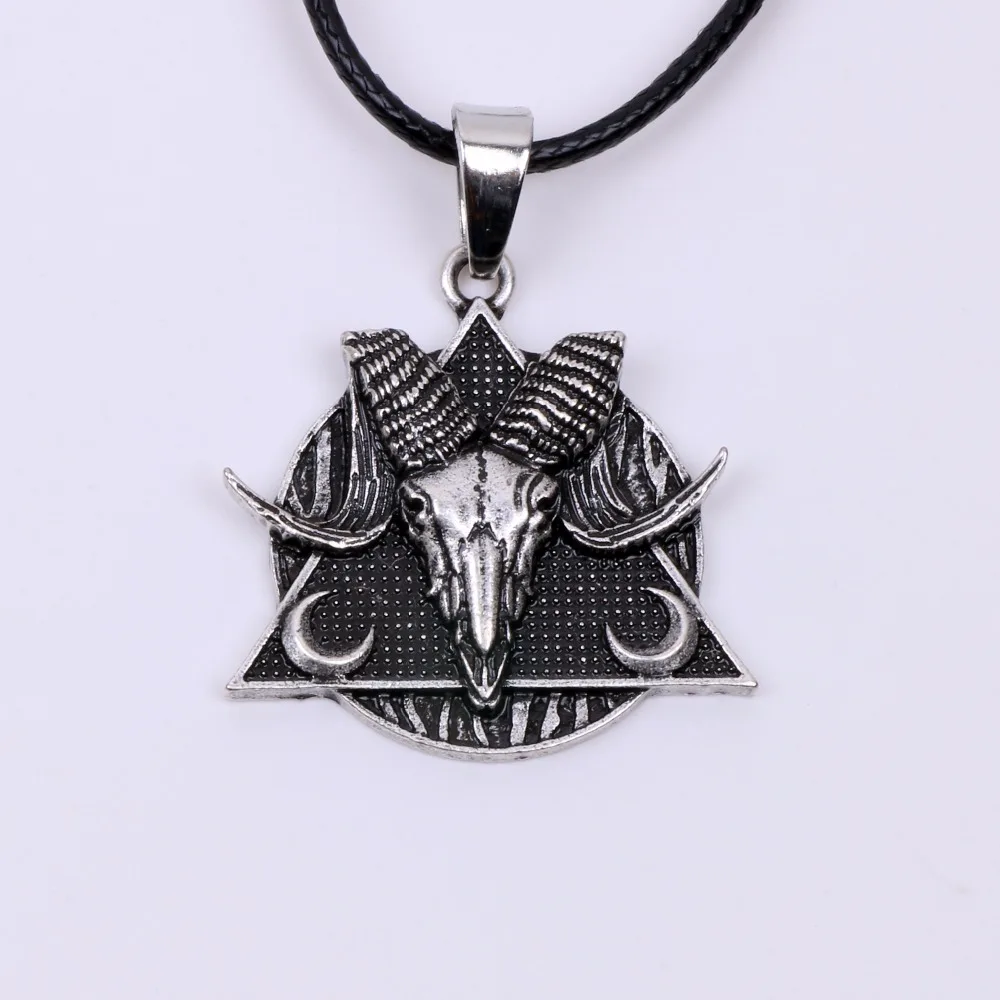 

Goat Skull Amulet Triangle Pendant Necklace Handmade Original Animal Jewelry Antique Christmas Gift Men Women