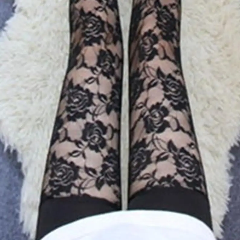 K288 6 Black Rose YGYEEG летние кружевные черные леггинсы женские вязанные крючком обтягивающие Стрейчевые брюки леггинсы до середины талии брюки капри брюки 3/4 длина брюки - Цвет: K288 6 Black Rose