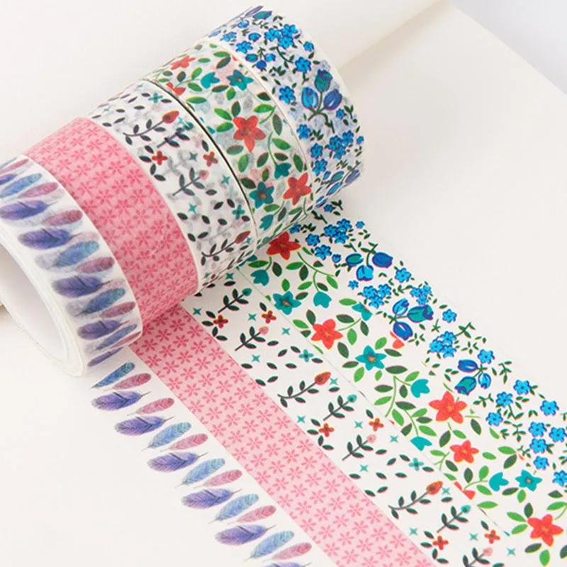 5 шт./компл. Цветочная рисовая бумага клейкие ленты наклейки для скрапбукинга