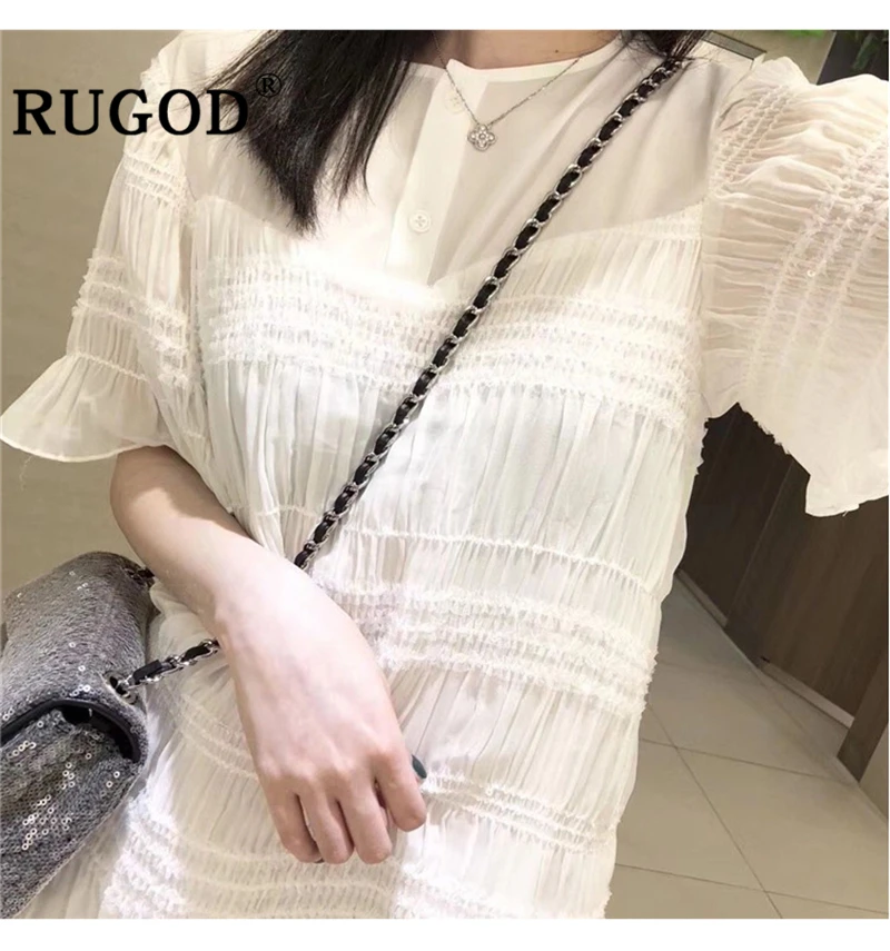 Женское офисное платье RUGOD Элегантное летнее с оборками и расклешенными рукавами