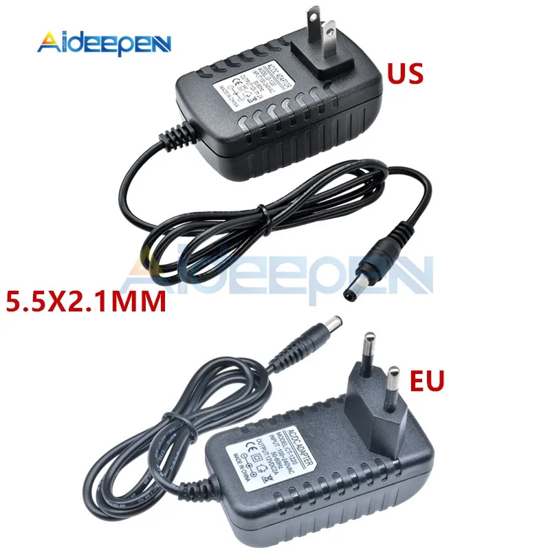 5.5X2.1MM 12V 2A DC 12V 1.8A 2A Мощность адаптер питания US/EU Plug 4,0X1,7 мм 5,5X2,1 мм Интерфейс AC 100-240V Вход 50/60Hz линии Длина 1 м - Цвет: 5.5X2.1MM 12V 2A