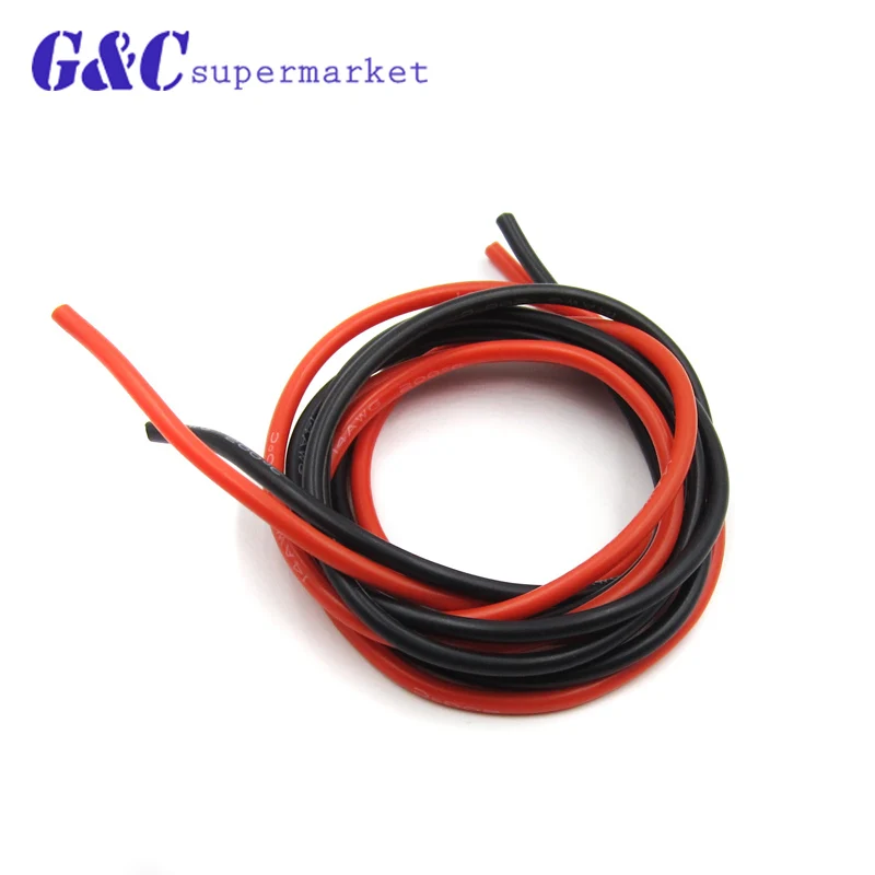 14 AWG Калибр силиконовый провод гибкие многожильные медные кабели 2 м для RC черный +