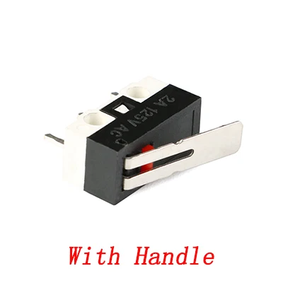 With Handle 10 шт. микро концевой переключатель кнопка мыши переключатель без ручки/с ручкой ролик микро переключатель 1A 125V AC 3 контакта - Цвет: With Handle