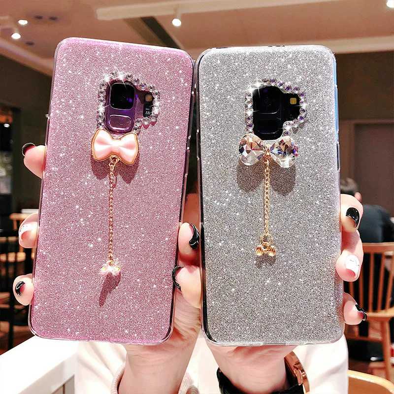 Чехол сверкающий с блестками для Samsung Galaxy S8 S9 Plus S7 S6 Edge J3 J5 J7 Prime A3 A5 A7 2017 Мягкий ТПУ