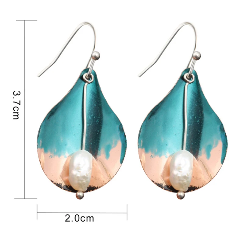 Fashion Green Metal Earrings Retro Gradient Pearl Hot Eardrop Drop Ear Pendant Dangler Earbob | Украшения и аксессуары