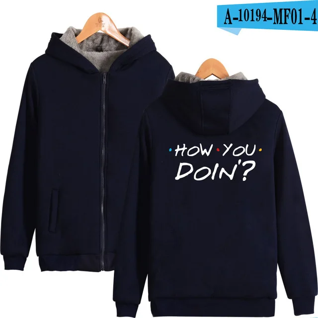 navy blue Супер теплая толстовка с капюшоном с принтом «Best FRIENDS Forever» для ТВ-шоу, зимняя плотная флисовая толстовка с принтом - Цвет: navy blue