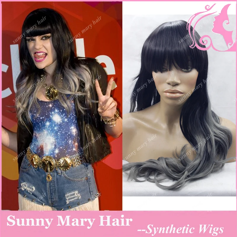 Волны Черного тела Ombre Два Тона Синтетические Парики Синтетический Парик Фронта