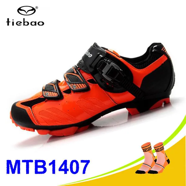 1407 MTB orange Tiebao Sapatilha Ciclismo Mtb велосипедная обувь Профессиональная Мужская дышащая велосипедная обувь велосипедная самоблокирующаяся спортивная обувь для верховой езды - Цвет: 1407 MTB orange