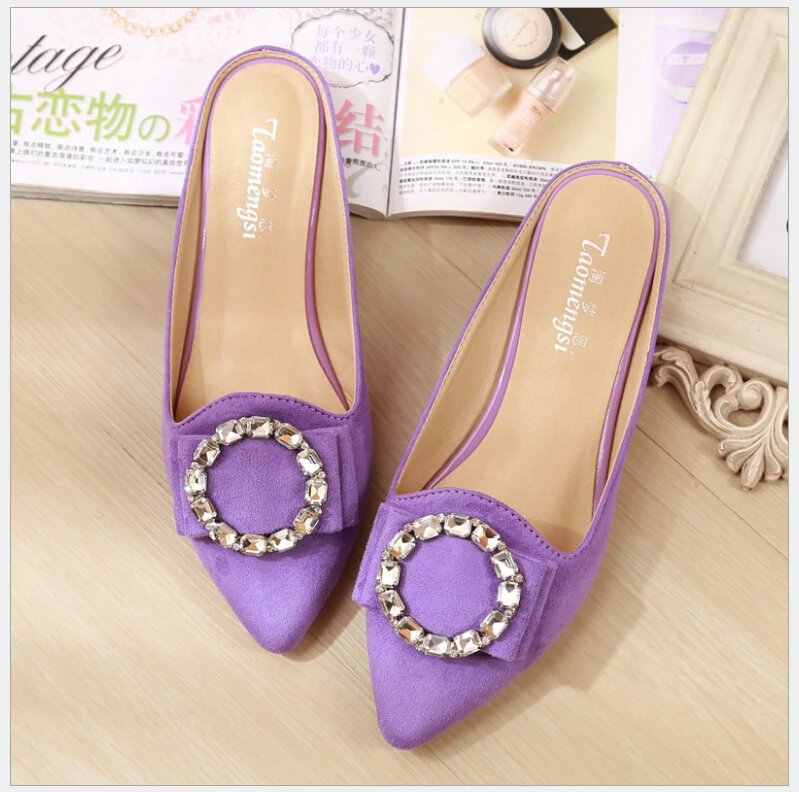 33-43 Big Yards For Women's Shoes Summer 2021 Diamond Cool Slippers Female Flat Baotou Lazy Leopard Slippers Single Shoes