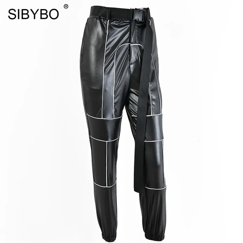 Sibybo, женские шаровары с поясом, модные, с высокой талией, с карманами, Осенние, женские брюки, уличная одежда, черные, женские повседневные штаны