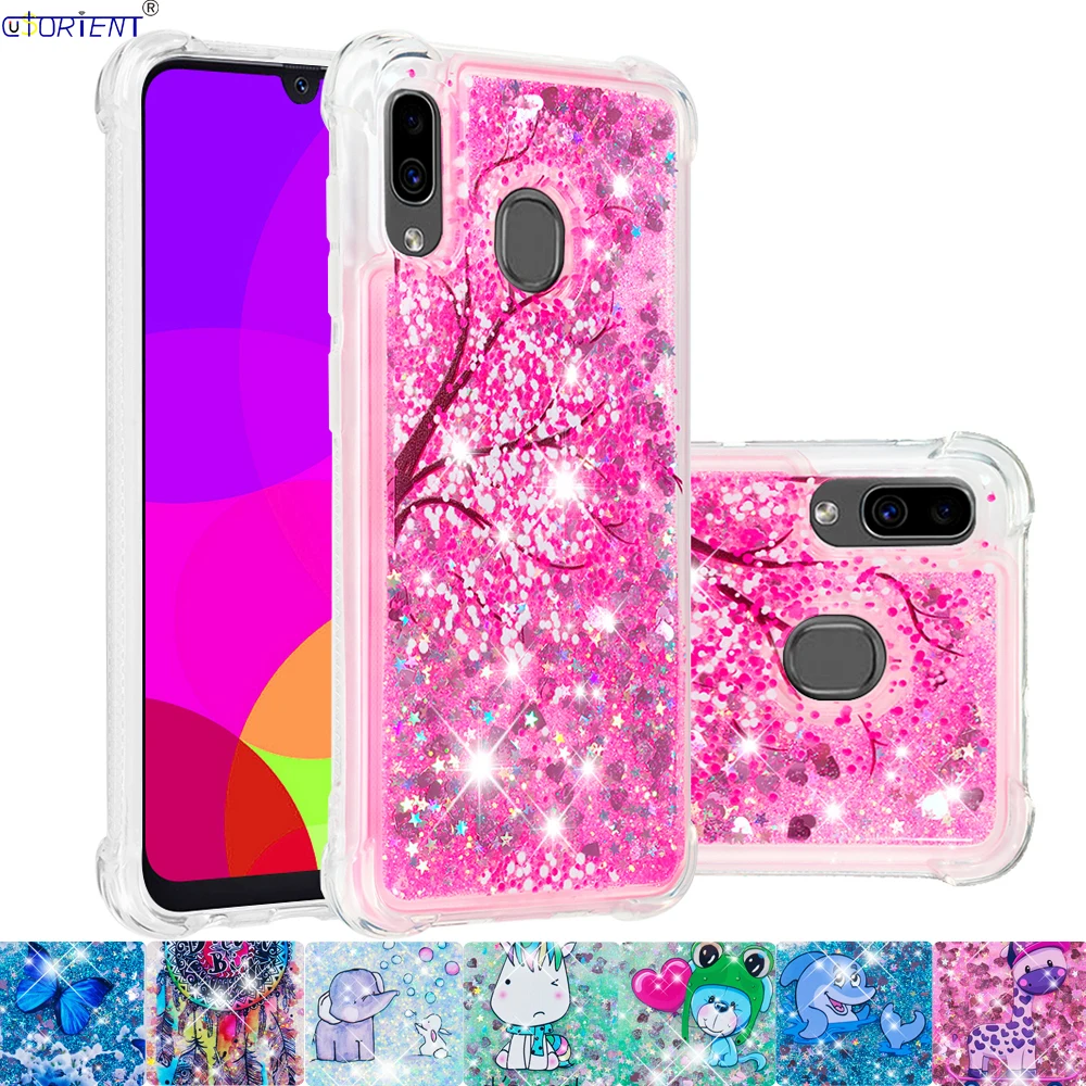 Милый чехол для Samsung Galaxy A20 A30 2019 блестящий бампер с жидкостью мягкий SM A205FN/DS A305FN/DS