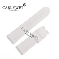 carlywet 24mm men white waterproof silicone rubber replacement wrist watch band strap belt without buckle for luminor