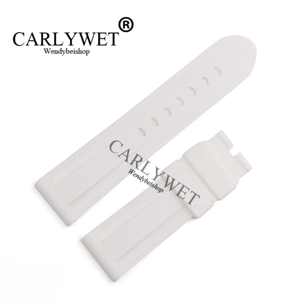 Ремешок CARLYWET 24 мм для мужских наручных часов белый водонепроницаемый