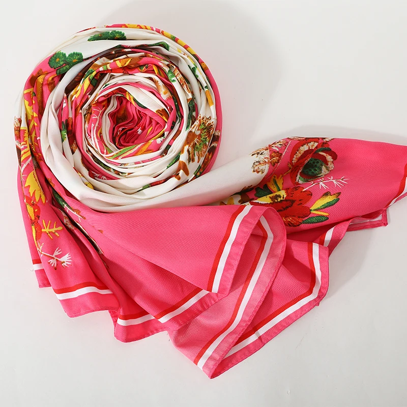 

[FEILEDIS]2019 Brand bandana women silk scarf luxury scarves for ladies shawls big size handkerchief on the head AS0508