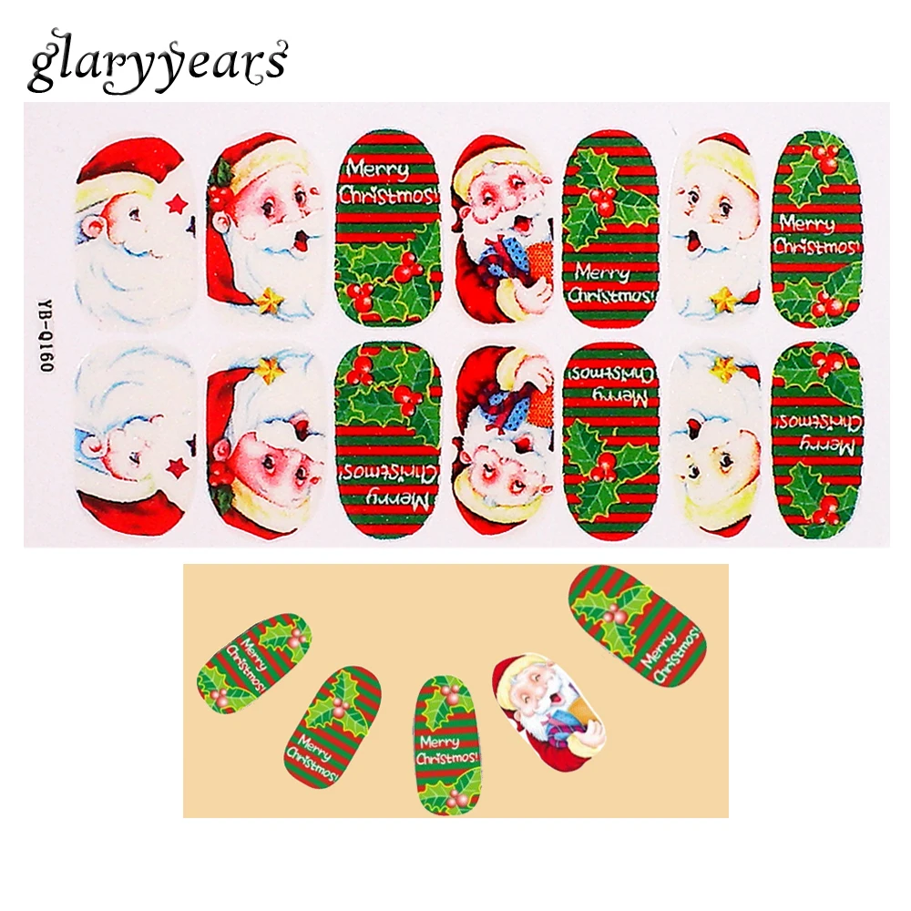 1 шт. светящиеся наклейки для ногтей рождественские фрукты Санта Клаус дизайн