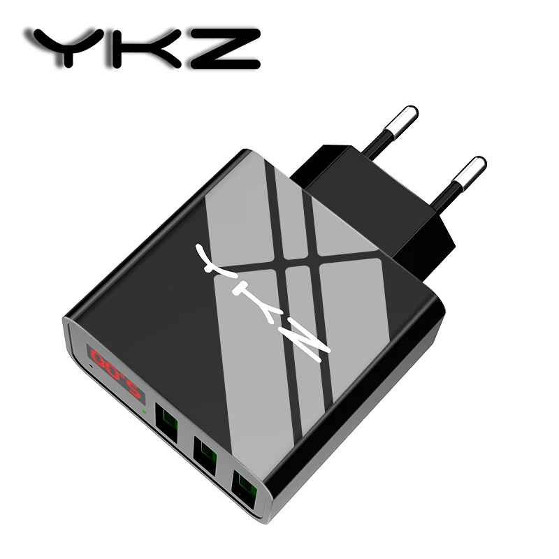 Стены Зарядное устройство 5V3A LED Дисплей 3 Порты и разъёмы USB адаптер ЕС