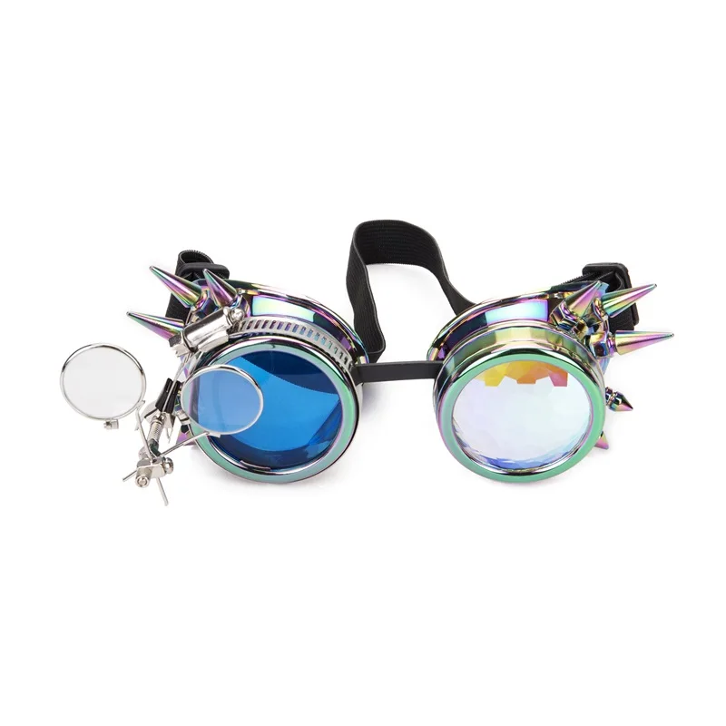 42Multicolour Frame Стимпанк очки два цвета линзы очки с синими линзами как аксессуары Rave вечерние EDM Косплей панк винтажные очки - Цвет линз: 42Multicolour Frame