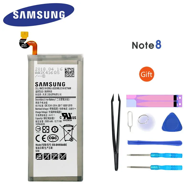 100% Оригинальный Новый samsung Note 8 Аккумулятор для N950 N950F N950U N950N EB BN950ABE 3300 мАч