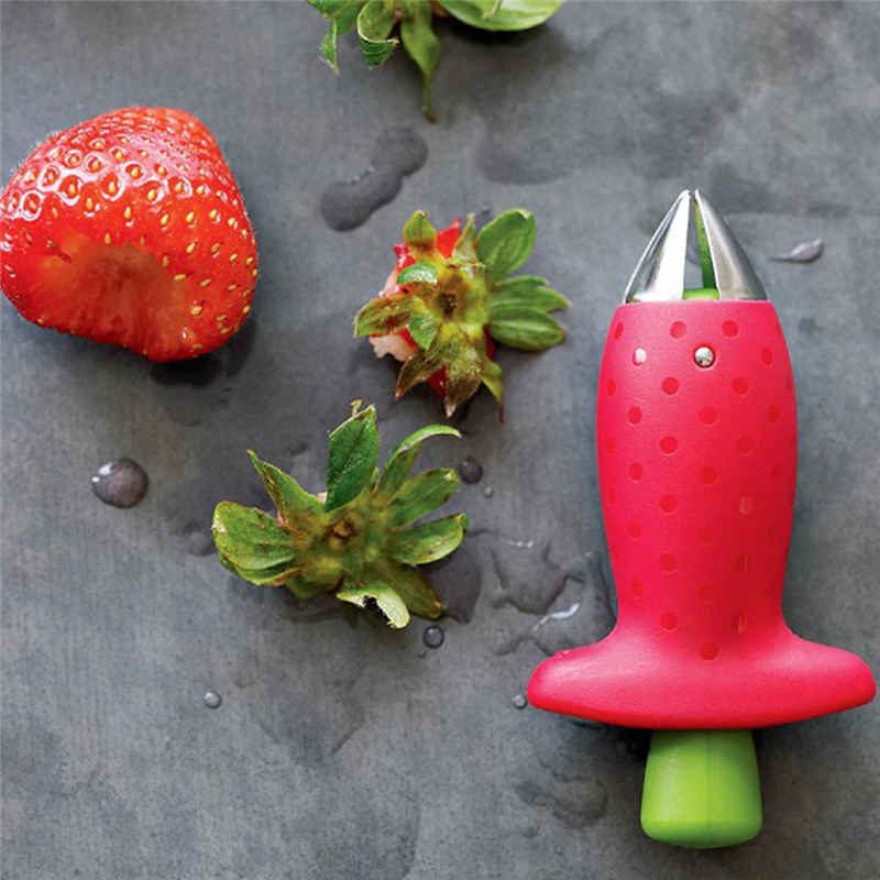 Kitchen Fruit Gadget Tools 2pc/ set Strawberry Slicer Cutter Strawberry Corer Strawberry Huller Leaf Stem Remover images - 6
