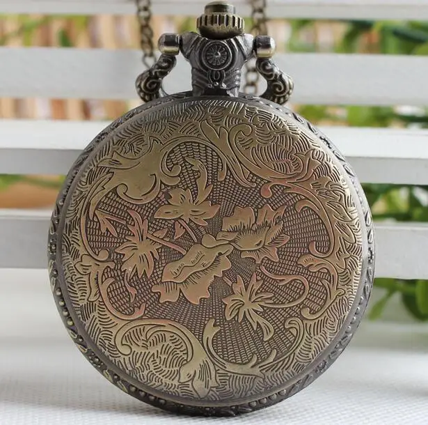 Pocket Watch Bronze Paris Roman Numeral Eiffel Tower Transparent Cover Quartz Analog Pendant Necklace Mens Womens Gifts PO258 | Наручные