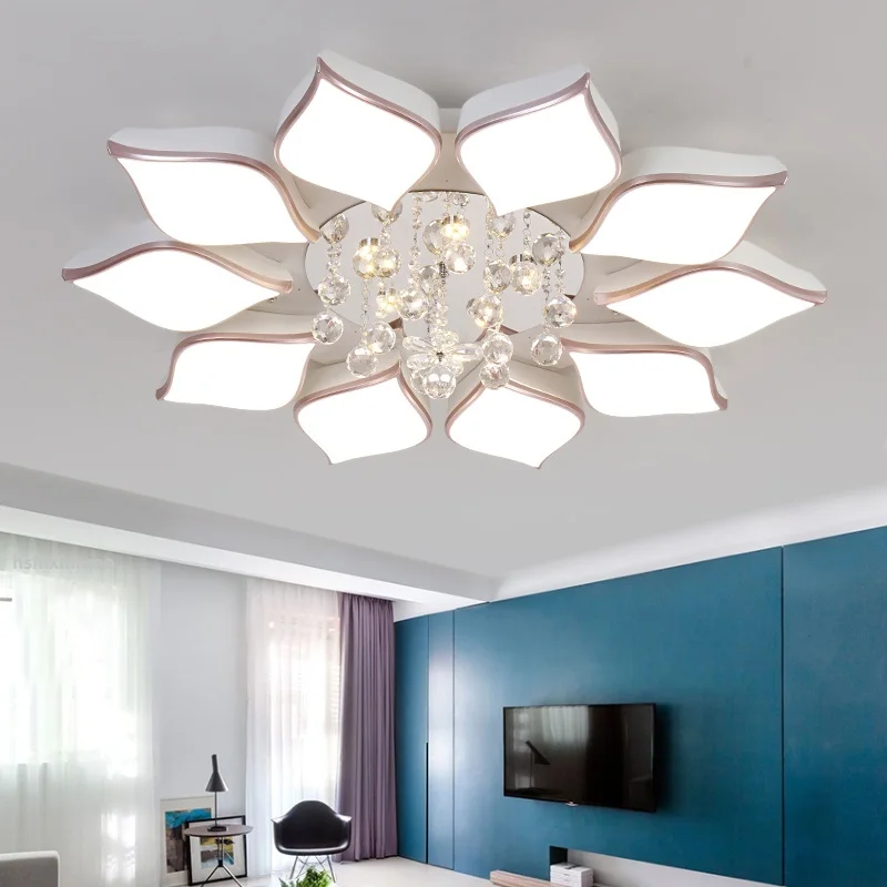 

New crystal modern LED flower - shaped ceiling lamp living room bedroom interior modern led Ceiling lights Lighting fixture